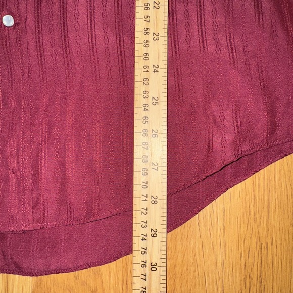 Plains Western Wear Shirt Men's SM Maroon Cowboy Long Sleeve Pearl Snap Rodeo - Picture 10 of 11
